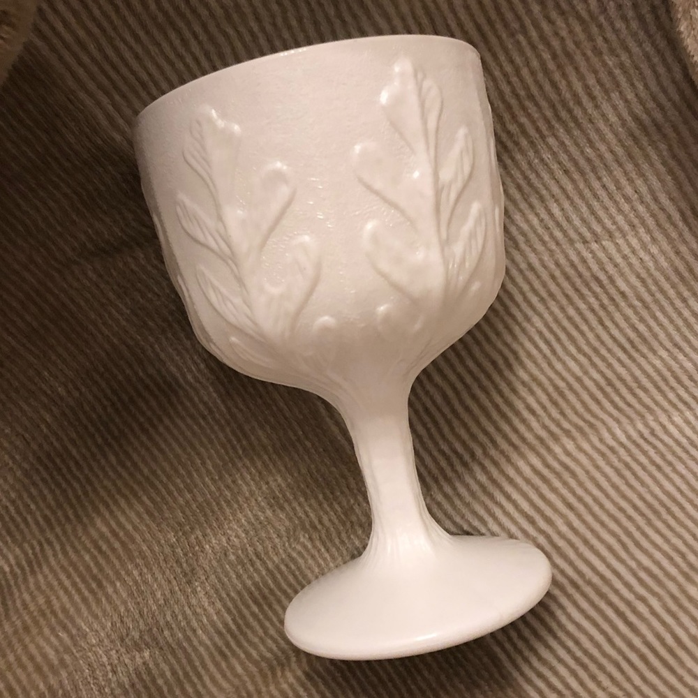 Vintage 1974 FTD Milk Glass Planter Goblet